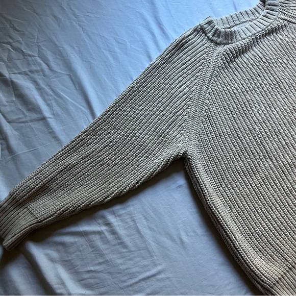 CURATOR SF oversized cream chunky knit crew neck raglan pullover sweater - Picture 2 of 5